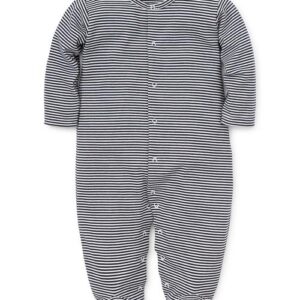 Navy Stripe Footie w/snaps