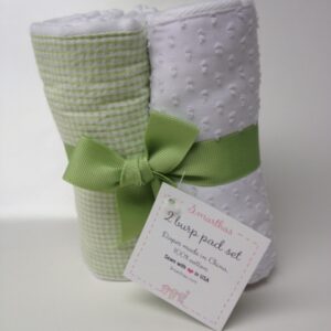 Little Lamb Burp Set-Green & White