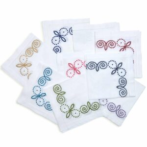 White Embroidered Henna Napkin