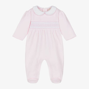 VELOUR FOOTIE W/SMOCKING
