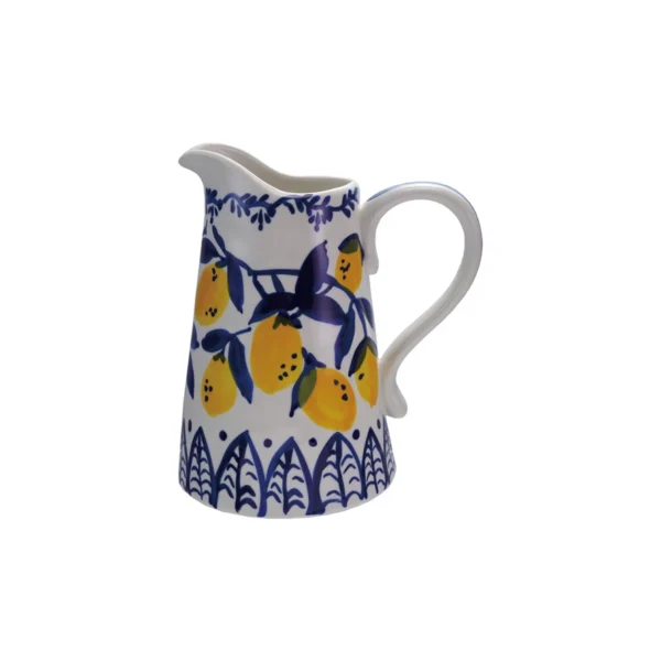 Pitcher with Lemons and Blue Flowers