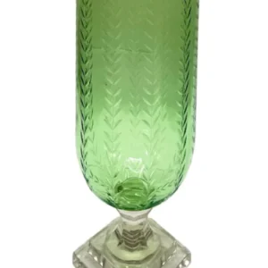 Pair of Light Green Vine Etched Hurricanes