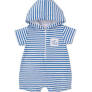 Blue Stripe Terry Romper w/Whale
